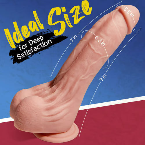 Bestvibe Realistic Silicone G-spot Dildo with Suction Cup Large Dildo 9 In