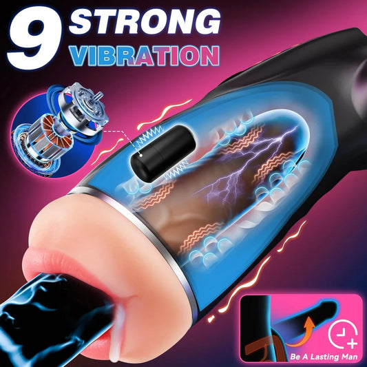 2026 New Model 3 Sleeves Pocket Pussy Penis Pump with 9 Sucking & 9 Vibrating Male Masturbator